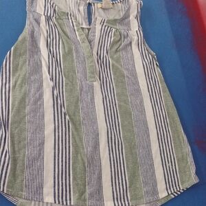 Style & Co. Green and Blue Striped Blouse